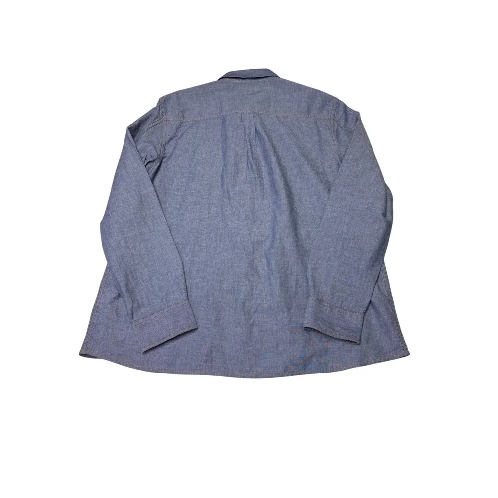 True‎ Religion Mens XL Blue Chambray Button Down Shirt Horseshoe Stitching Long